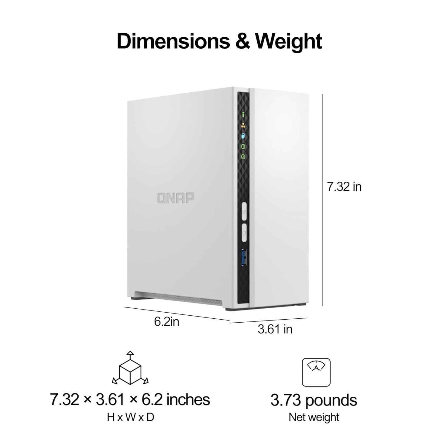 QNAP TS-233-US 2 BAY AFFORDABLE DESKTOP NAS WITH ARM CORTEX-A55 QUAD-CORE PROCESSOR AND 2 GB DDR4 RAM (DISKLESS)