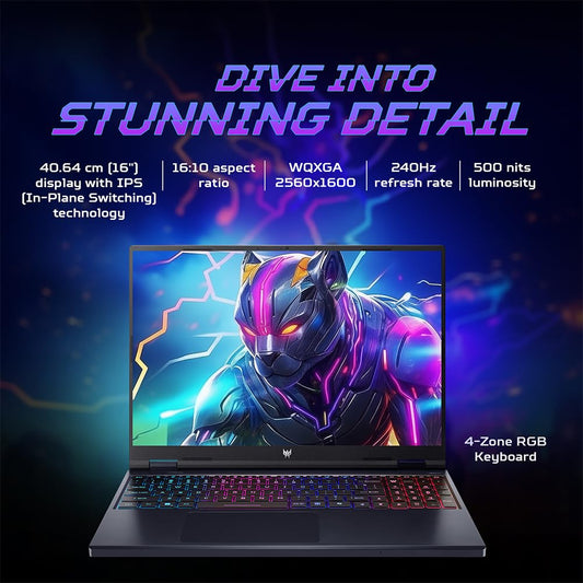 ACER PREDATOR HELIOS NEO 16 2024 INTEL CORE I9 14TH GEN 14900HX - (16 GB/1 TB SSD/WINDOWS 11 HOME/8 GB GRAPHICS/NVIDIA GEFORCE RTX 4070) PHN16-72 GAMING LAPTOP (16 INCH, ABYSSAL BLACK)