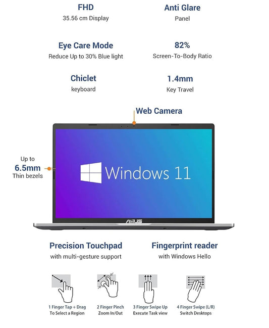 ASUS VIVOBOOK 14 (2022), 14-INCH FHD IPS, INTEL CORE I5-1135G7 11TH GEN, THIN AND LIGHT LAPTOP (8GB/512GB SSD/NVIDIA MX 330 2 GB/OFFICE H&S 2021/WINDOWS 11/1 YEAR MCAFEE/SILVER/1.6 KG), X415EP-EB562WS