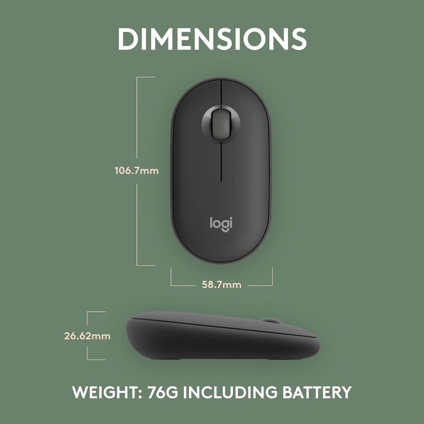 Logitech Pebble Mouse 2 M350s Slim Bluetooth Wireless Mouse - Tonal Graphite