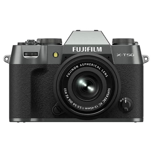 FUJIFILM X-T50 40 MP APS-C X-TRANS SENSOR|RETRO STYLE MIRRORLESS CAMERA|4K/6.2K VLOGGING|HIGH SPEED RECORDING FHD 240FPS|ADVANCE AF WITH 15-45MM OPTICAL ZOOM LENS F/3.5-5.6 - CHARCOAL