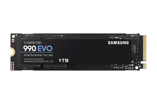 SAMSUNG 990 EVO SSD 1TB, PCIE 5.0 X2 M.2 2280, SPEEDS UP-TO 5,000MB/S, UPGRADE STORAGE FOR PC/LAPTOPS, HMB TECHNOLOGY AND INTELLIGENT TURBOWRITE MZ-V9E1T0BW, BLACK