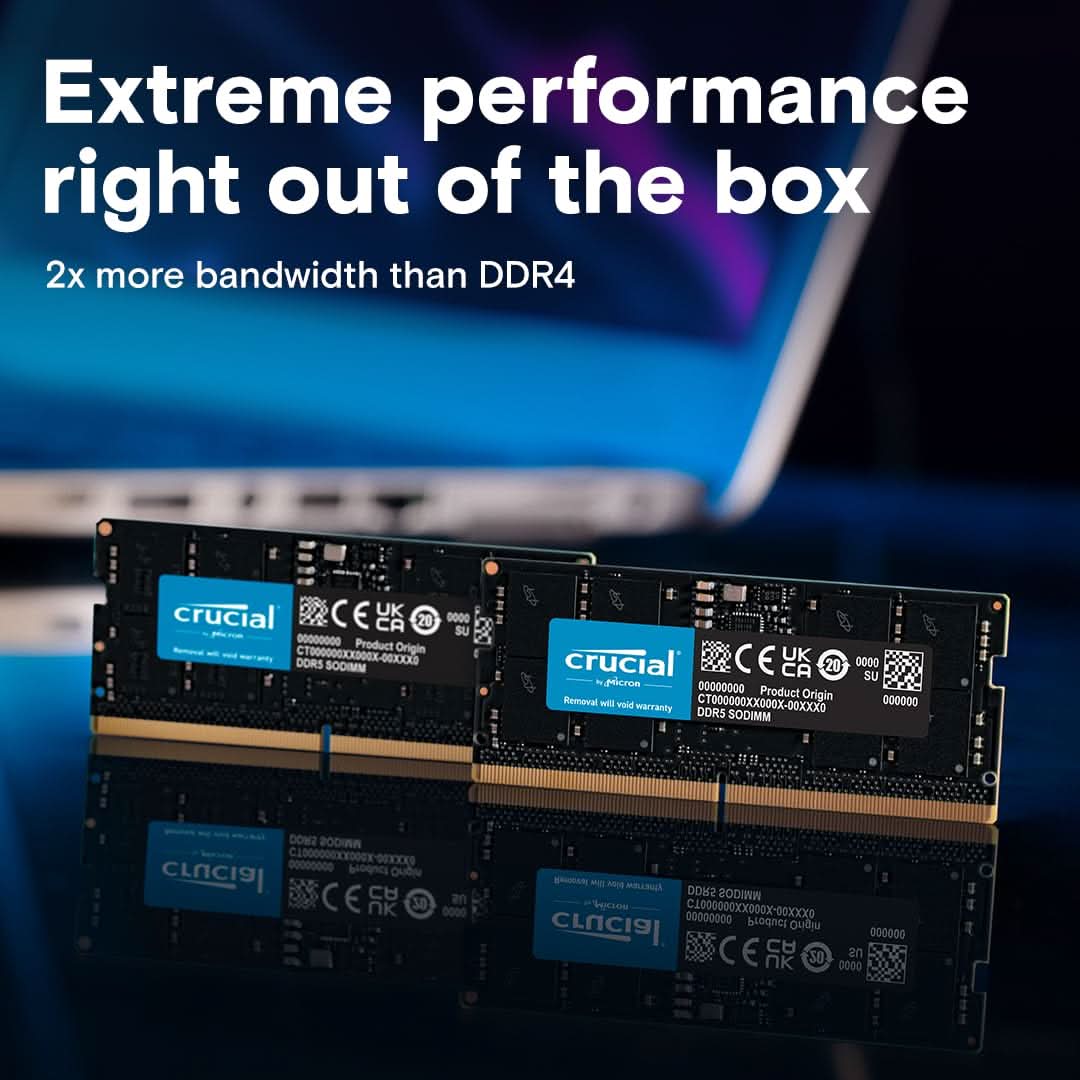 CRUCIAL 8GB DDR5-4800 SODIMM CL40 (16GBIT) RAM CT8G48C40S5