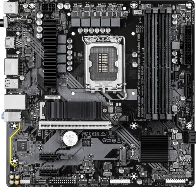 GIGABYTE B760M DS3H WIFI6E DDR4 GEN5 Motherboard, Intel B760, LGA1700, Wi-Fi 6E, 2.5GbE LAN, PCIe 5.0