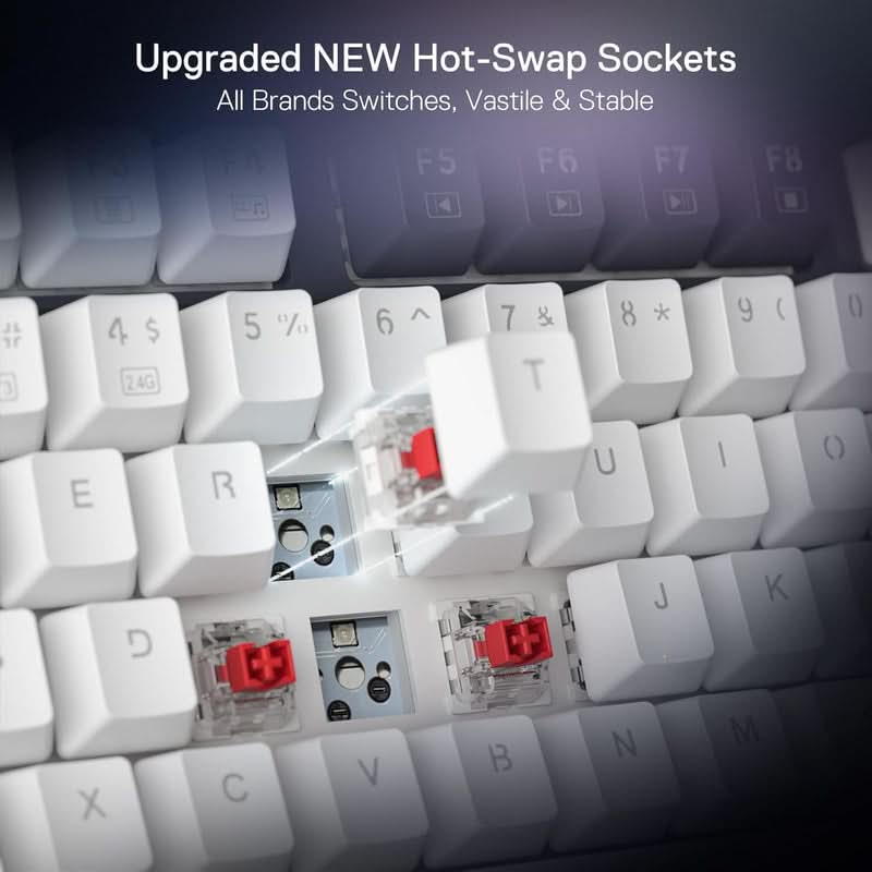Redragon Ucal Pro K673 Pro 75% Mechanical Keyboard White and Black (Linear Red Switch)