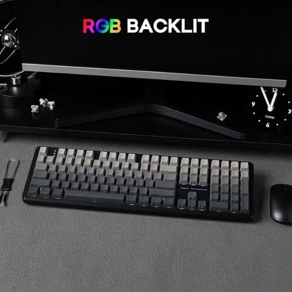 AULA F108 Tri-Mode Wireless Mechanical Gaming Keyboard, Gradient Grey, Nimbus Linear Switch, RGB Backlit, Hot-Swappable, Full Size