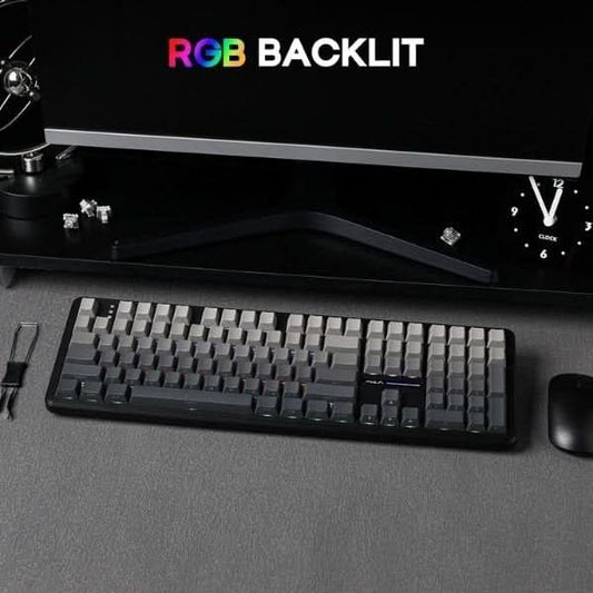 AULA F108 Tri-Mode Wireless Mechanical Gaming Keyboard, Gradient Grey, Nimbus Linear Switch, RGB Backlit, Hot-Swappable, Full Size
