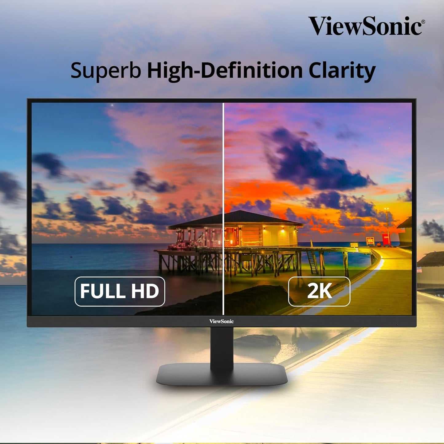 ViewSonic VA2708-2K-MHD 27-inch (68.58cm) 2K QHD SuperClear®IPS Monitor, HDR10, 100Hz, 1ms, 16.7m Colors, sRGB 111%, Dual Speakers, Dual HDMI 2.0, DP, Eye ProTech+, Slim Design