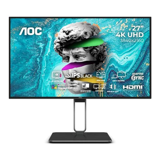 AOC 27 NANO IPS, 4K 3840 X 2160, 60 HZ, 400 CD/M², 4 MS, DAISY CHAIN, HDMI 2.0 X 1,DP 1.4 X 1, DP OU
