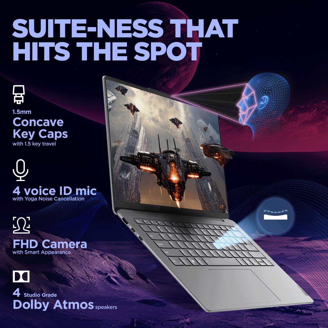 Lenovo Yoga Slim 7 Intel Core Ultra 9 185H 14"(35.5cm) WUXGA-OLED Laptop (32GB RAM/1TB SSD/AI PC/2Wx4 Speakers/Windows 11/Microsoft 365 Basic + Office Home 2024/1Yr ADP Free/Grey/1.39Kg), 83CV00B3IN