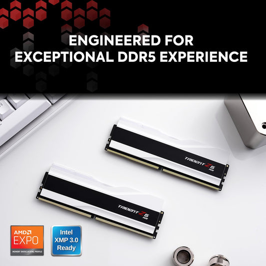 GSKILL MEMORY F5-6000J3636F32GX2-TZ5RW - 64GB (32GBX2) 6000MHZ TRIDENT Z RGB WHITE CL36