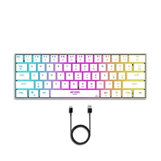 ANT ESPORTS MK1500 BT / WIRELESS RGB MEMBRANE GAMING KEYBOARD - WHITE (R-41211141) (ETA-SD-20220605510)