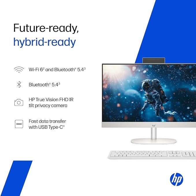HP 24-cr0271in All-in-One , AMD Ryzen 5 7520U, 16GB RAM LPDDR5, 512GB SSD, IPS, Three-Sided, Micro-Edge, Anti-Glare, FHD, 23.8 inch, Win 11 Home, Office 24, 5.27kg, FHD IR Camera, 1 Year Warranty