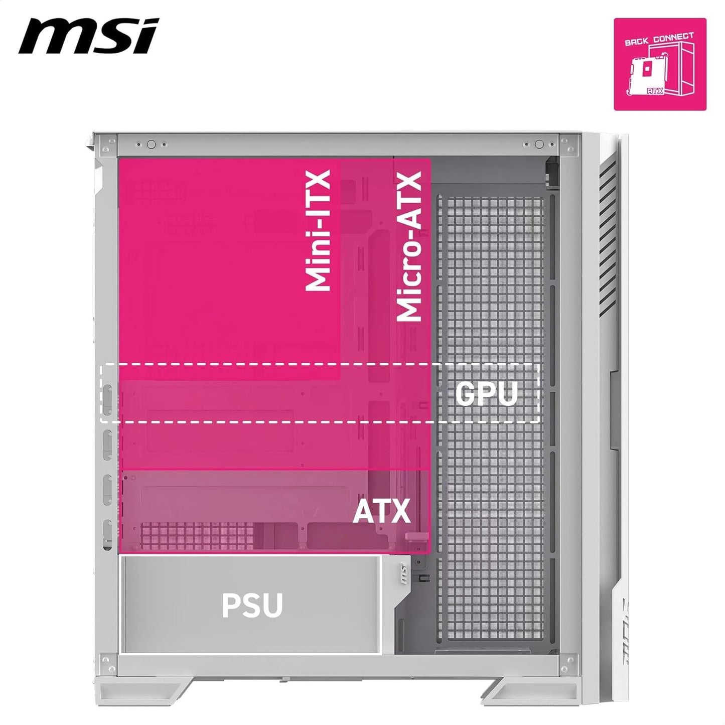MSI MPG Velox 300R Airflow PZ Mid Tower Gaming PC Case - White