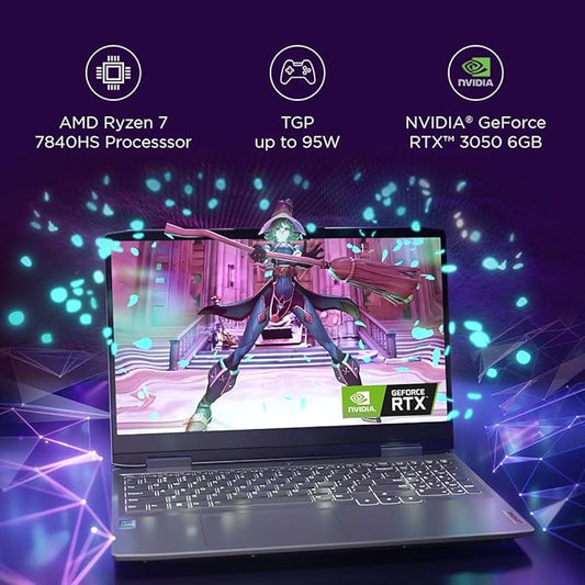 LENOVO LOQ AI POWERED AMD RYZEN 7 OCTA CORE 7840HS - (16 GB/512 GB SSD/WINDOWS 11 HOME/6 GB GRAPHICS/NVIDIA GEFORCE RTX 4050) 15APH8 GAMING LAPTOP (15.6 INCH, STORM GREY, 2.4 KG, WITH MS OFFICE)