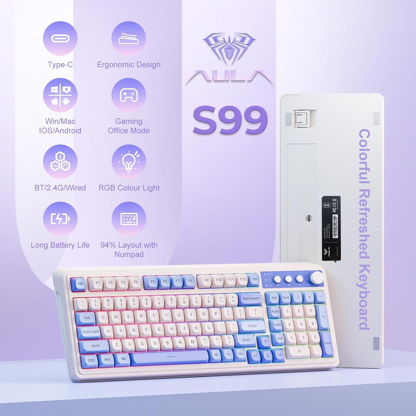 AULA S99 PURPLE MEMBRANE GAMING KEYBOARD