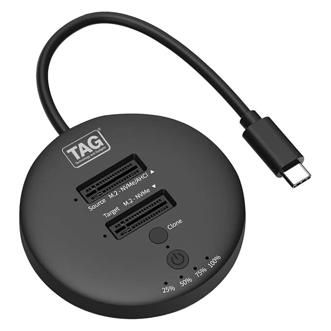 TAG Gamerz NVMe SSD Cloner, M.2 Duplicator Dual Bay NVMe Enclosure