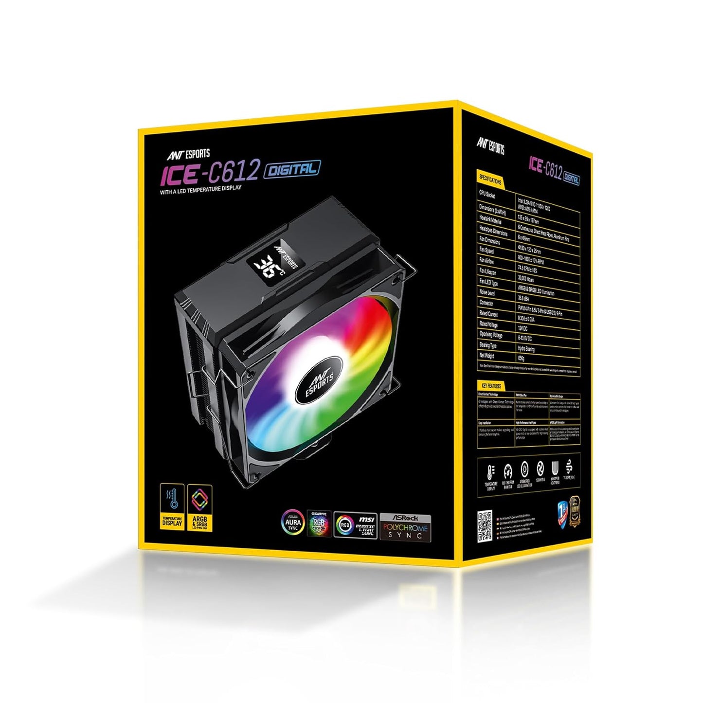 ANT ESPORTS ICE-C612 DIGITAL ARGB 120MM CPU AIR COOLER