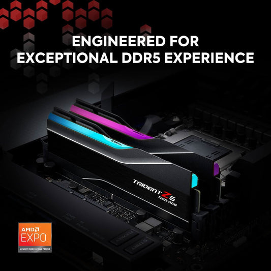 G.SKILL Trident Z5 Neo RGB Series DDR5 RAM 32GB CL28-36-36-96 1.40V U-DIMM - Black (F5-6000J2836G16GX2-TZ5NR)