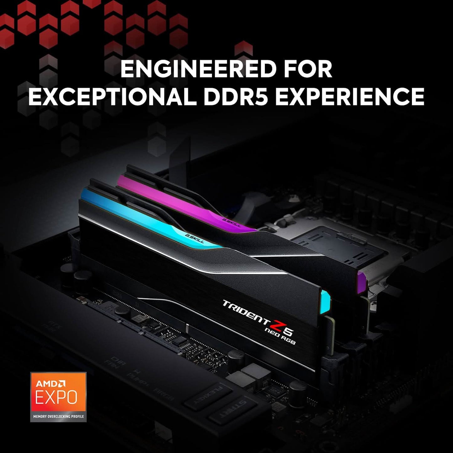 G.Skill Trident Z5 NEO RGB Series (AMD Expo) 64GB (2 x 32GB)DDR5 6000 CL30-40-40-96 F5-6000J3040G32GX2-TZ5NR (Matte Black)