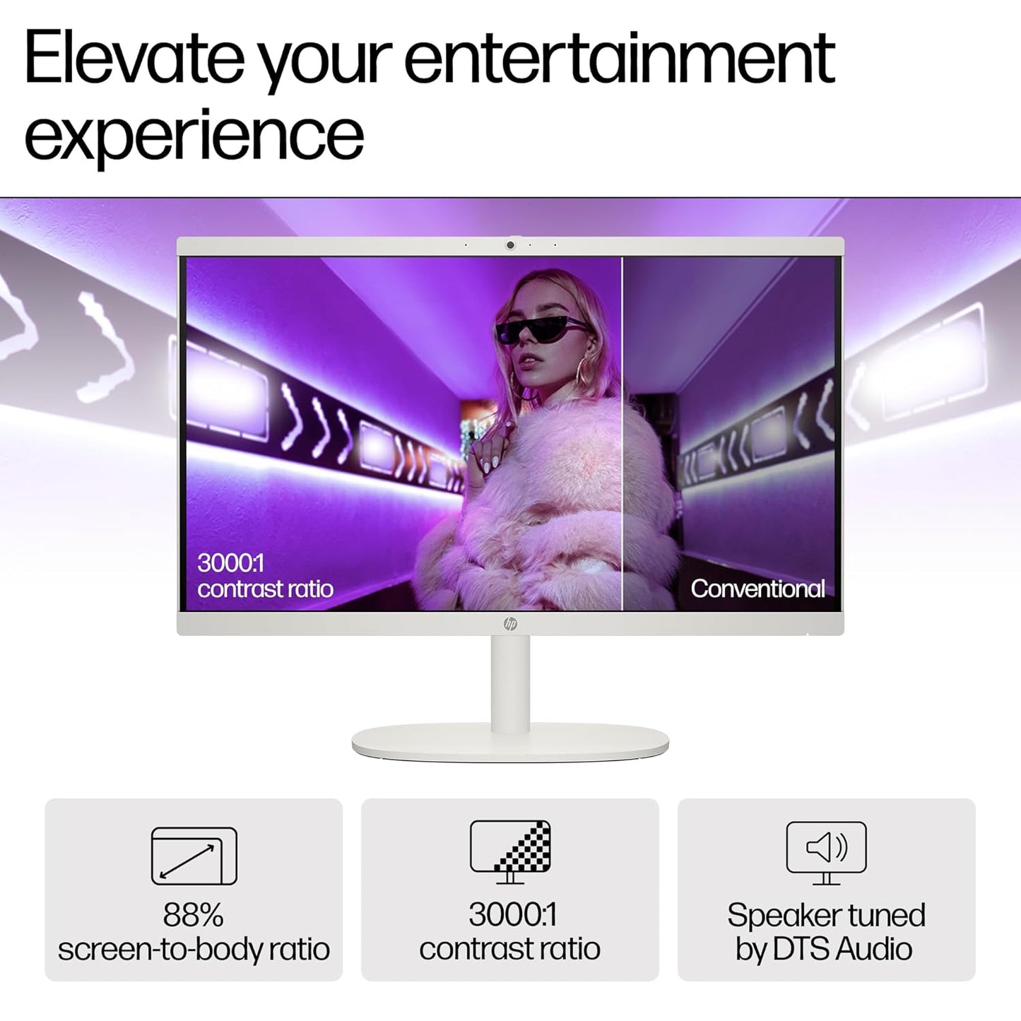 HP ALL-IN-ONE DESKTOP,INTEL CELERON -N100,21.45 INCH(54.5CM),FHD,ANTI-GLARE,8 GB DDR5, 512GB SSD,DUAL 2W SPEAKERS,WHITE WIRED KEYBOARD AND MOUSE COMBO,WHITE, WINDOWS 11, 4.17KG,22-DG0153IN
