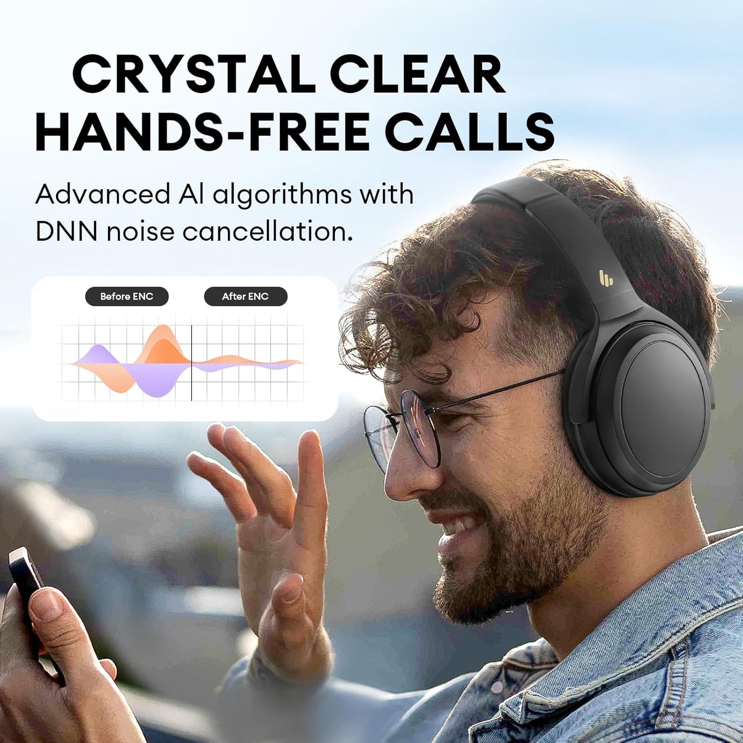 EDIFIER WH700NB WIRELESS NOISE CANCELLATION OVER-EAR HEADPHONES - BLACK