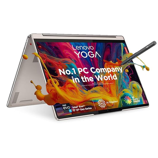 LENOVO YOGA 9 13TH GEN INTEL EVO I7 1360P 14 INCH(35.56CM) 4K OLED 2-IN-1 400NITS LAPTOP (16GB/1TB SSD/WIN 11/OFFICE 2021/BACKLIT KB/PEN 2.0/OATMEAL/1.4KG) 83B1004XIN