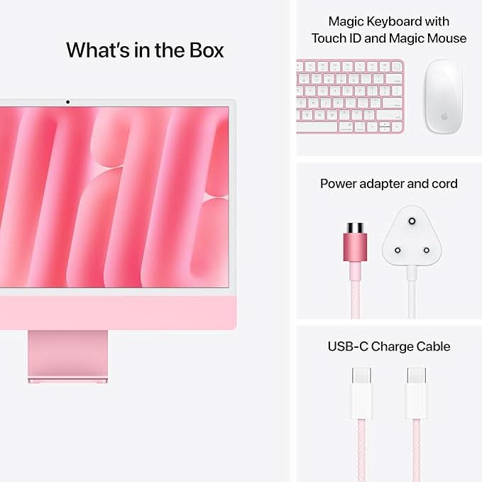 Apple 24-inch iMac with Retina 4.5K display M4 chip with 10 core CPU and 10 core GPU, 16GB, 512GB SSD - Pink