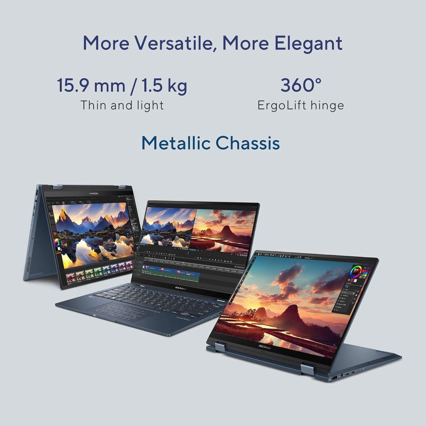 ASUS Zenbook 14 Flip OLED (2023), Intel Core i5-1340P 13th Gen, 14 inch (35.56 cm) 2.8K 90Hz OLED, Thin & Light Laptop (16GB/512GB SSD/Iris Xe/Win 11/Office 2021/75W Battery/Blue/1.5 kg), UP3404VA-KN542WS