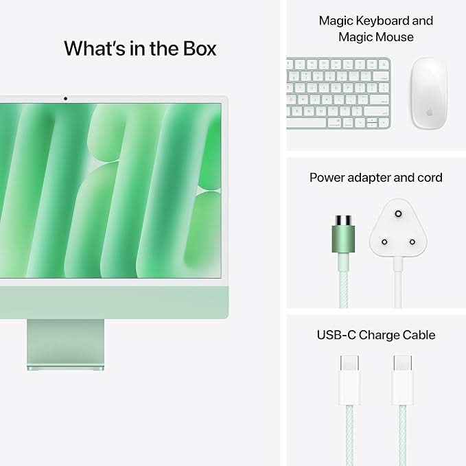 Apple 24-inch iMac with Retina 4.5K display M4 chip with 8 core CPU and 8 core GPU, 16GB, 256GB SSD - Green