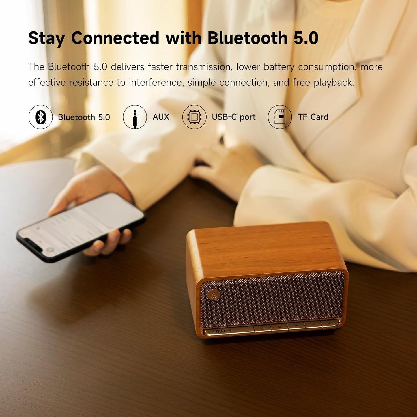 EDIFIER MP230 BLUETOOTH PORTABLE SPEAKERS WITH CLASSIC DESIGN AND FULL RANGE DRIVER-BLUETOOTH 5.0