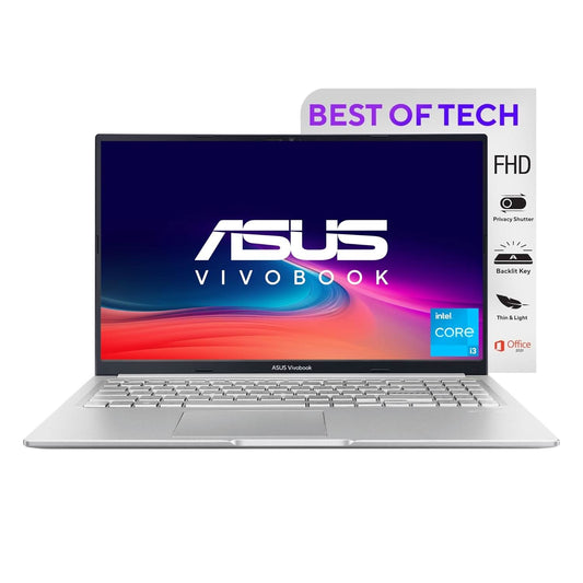 ASUS VivoBook 15 (2022), Intel Core i3-1215U, 12th Gen, 8GB RAM, 512GB SSD, FHD, 15.6 inch/39.62cm, Windows 11, MS Office 2021, Icelight Silver, 1.7KG, X1502ZA-EJ322WS, Backlit KB Laptop