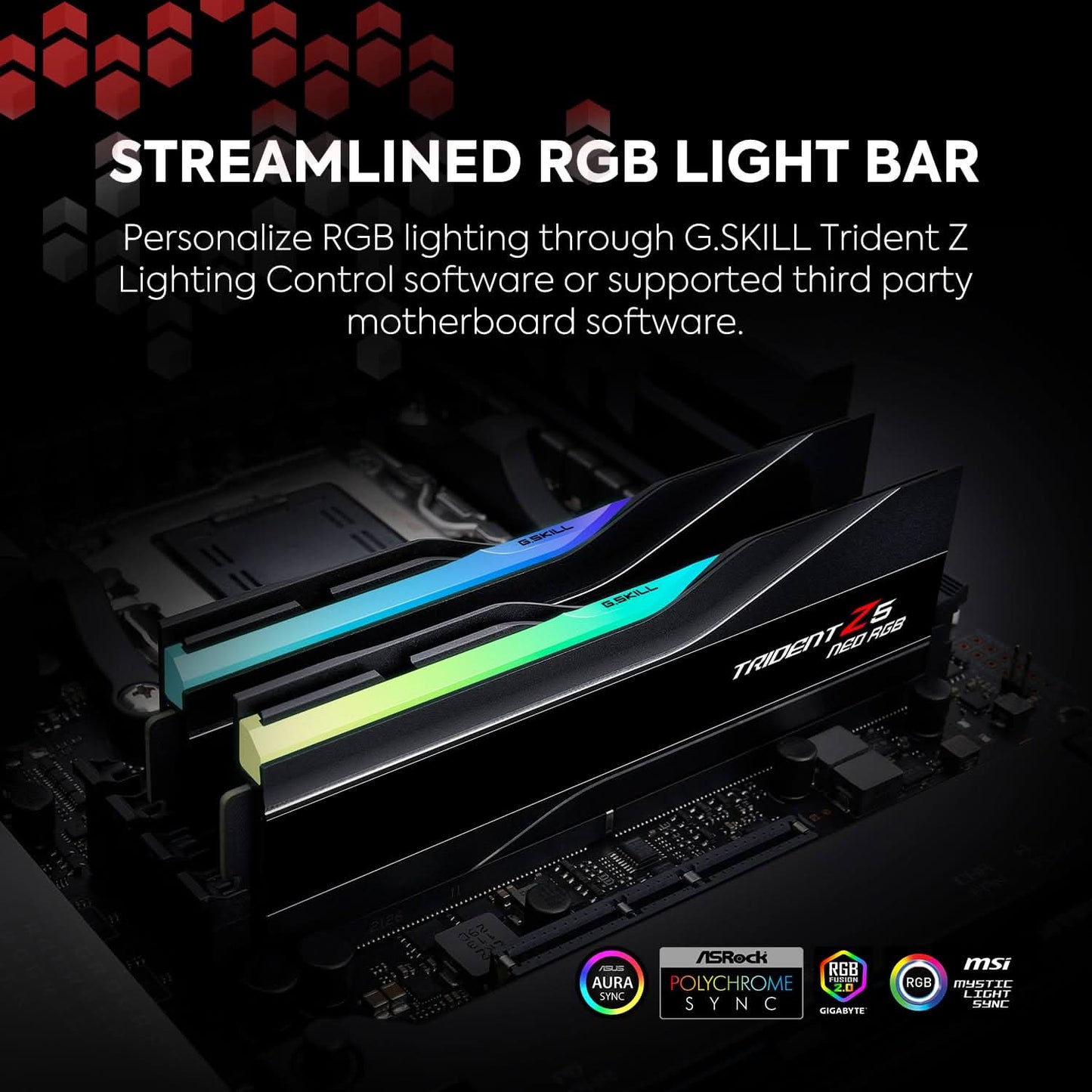 G.Skill Trident Z5 NEO RGB Series (AMD Expo) 64GB (2 x 32GB)DDR5 6000 CL30-40-40-96 F5-6000J3040G32GX2-TZ5NR (Matte Black)