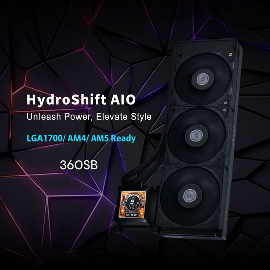 Lian Li HydroShift LCD 360S Liquid Cooler with Heatsink- Black (G89.GHSLCD36SB.in)