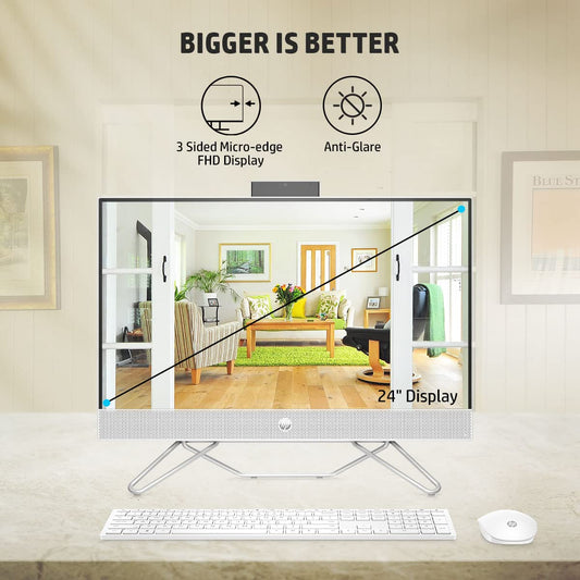 HP ALL-IN-ONE 12TH GEN WINDOWS 11, INTEL CORE I3-23.8 INCH(60.5 CM) 8GB RAM/512GB SSD/FHD, MICRO-EDGE, ANTI-GLARE DISPLAY/WIRELESS KEYBOARD & MOUSE/INTEL UHD GRAPHICS/WIN 11/5.37 KG, 24-CB1901IN