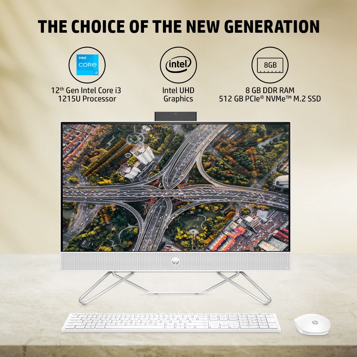 HP ALL-IN-ONE 12TH GEN WINDOWS 11, INTEL CORE I3-23.8 INCH(60.5 CM) 8GB RAM/512GB SSD/FHD, MICRO-EDGE, ANTI-GLARE DISPLAY/WIRELESS KEYBOARD & MOUSE/INTEL UHD GRAPHICS/WIN 11/5.37 KG, 24-CB1901IN