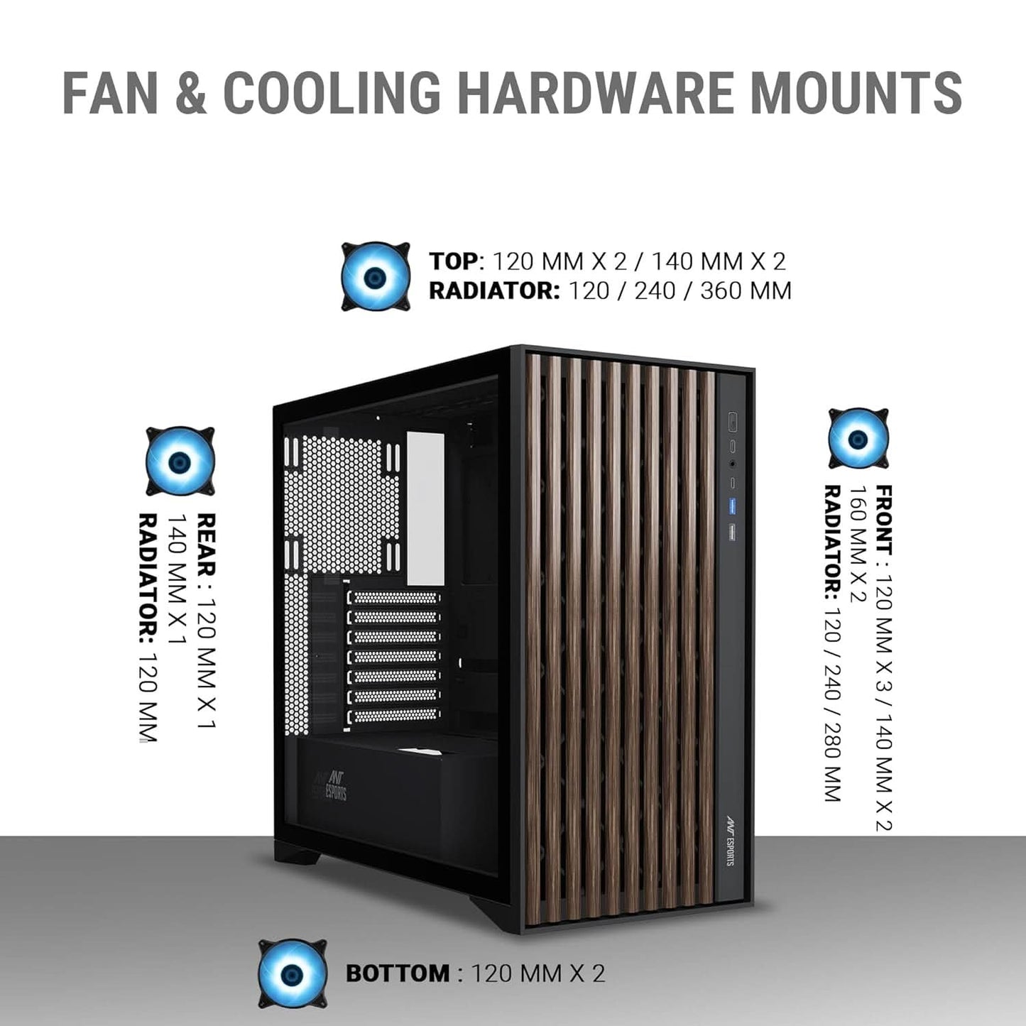 Ant Esports Zen Wood C3 (ATX) Mid Tower Cabinet (Black)