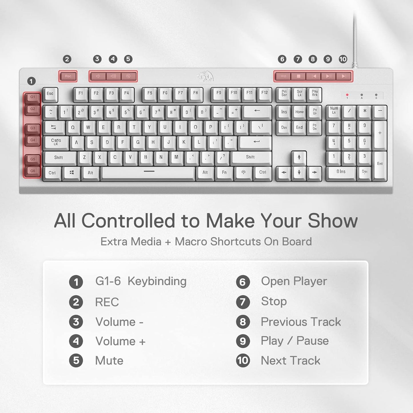 REDRAGON K512 SHIVA (WHITE)