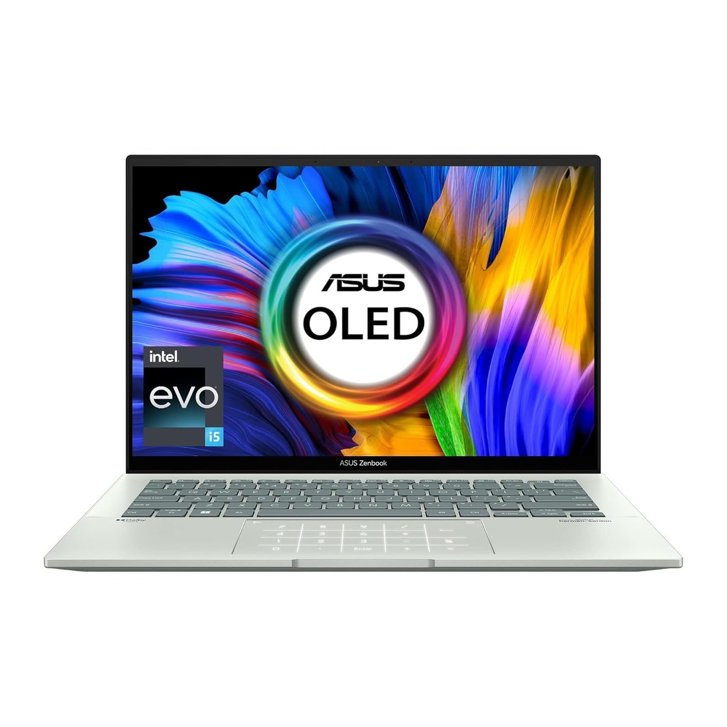 ASUS ZENBOOK 14 OLED (2022), 14" (35.56 CMS) 2.8K OLED 16:10 90HZ, INTEL CORE I5-1240P 12TH GEN, THIN AND LAPTOP (16GB/512GB SSD/IRIS XE GRAPHICS/WIN 11/OFFICE 2021/CELADON/1.39 KG), UX3402ZA-KM532WS