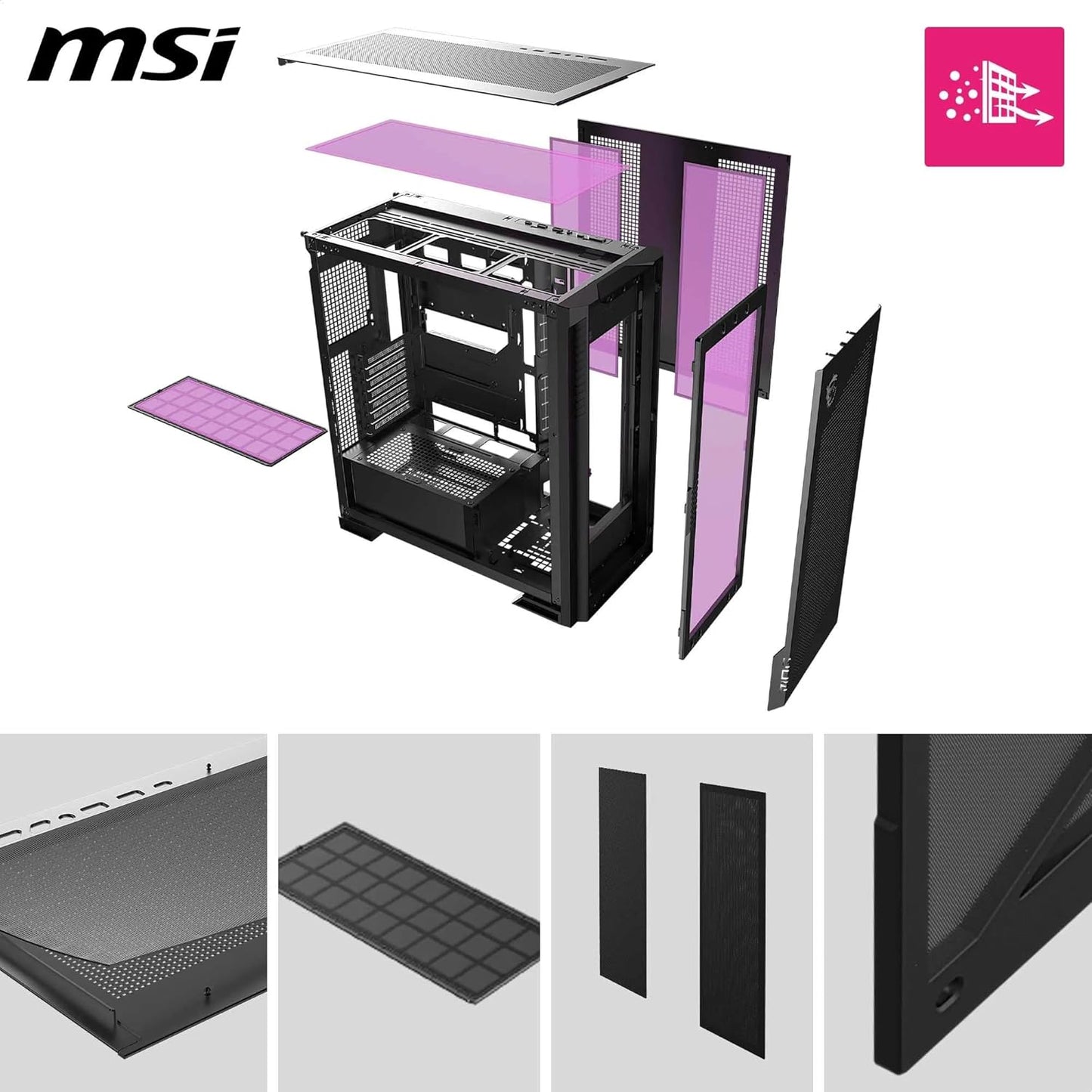 MSI MPG Velox 300R Airflow PZ Mid Tower Gaming PC Case - Black