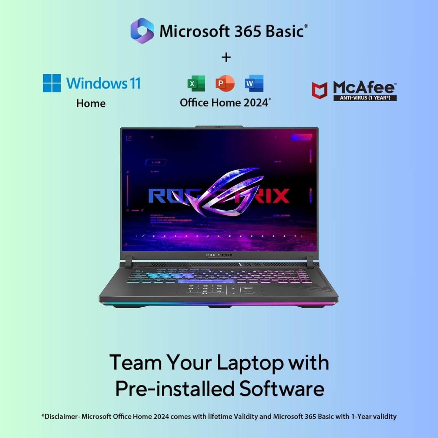 ASUS ROG STRIX G16 13TH GEN,INTEL CORE I9-13980HX GAMING LAPTOP(NVIDIA RTX 4060-8GB/140W TGP/16GB/1TB/QHD+/16"/240HZ/WINDOWS 11/M365 BASIC (1YEAR)*/OFFICE HOME 2024/ECLIPSE GRAY/2.50 KG)G614JV-N4242WS