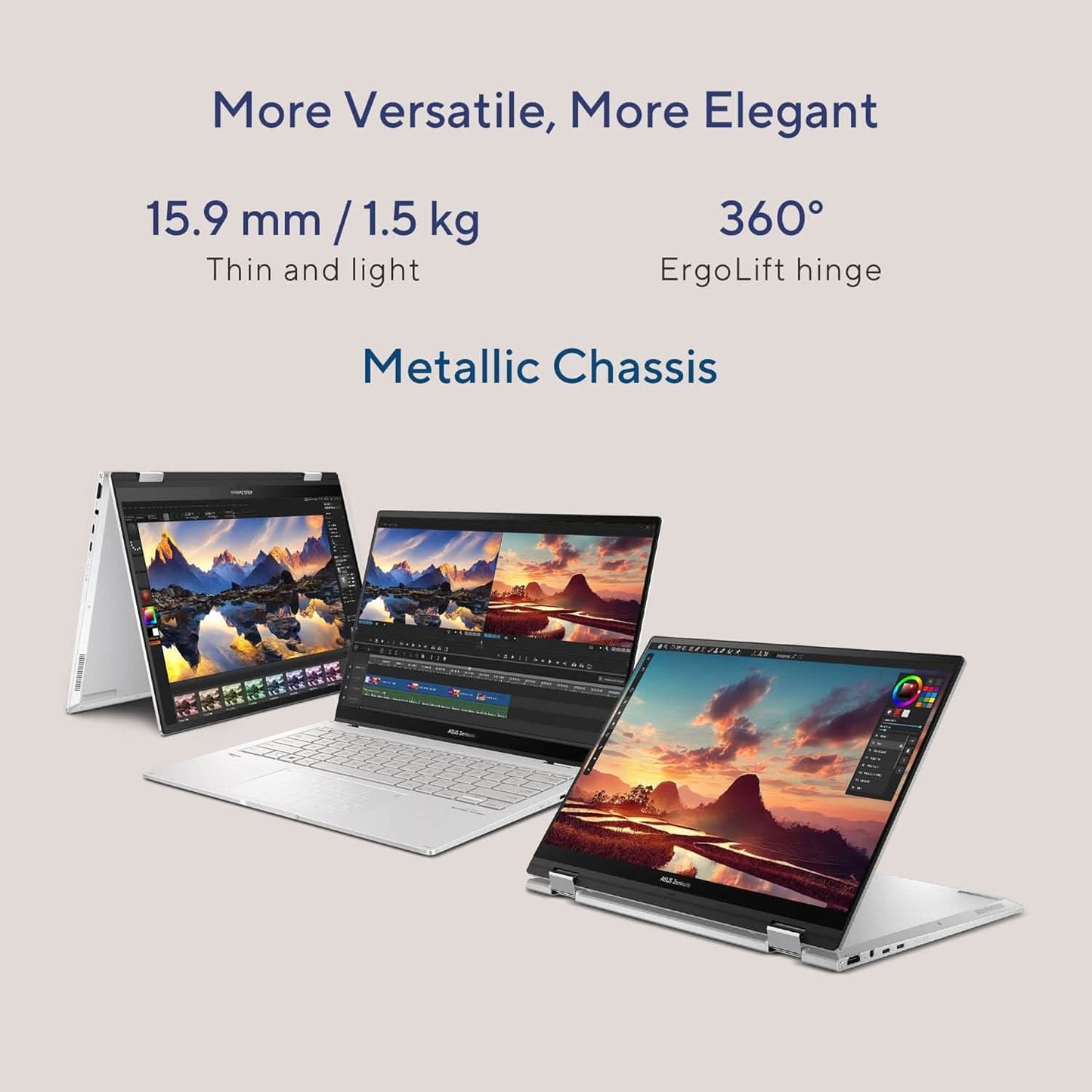 ASUS Zenbook 14 Flip OLED (2023), Intel Core EVO i5-1340P 13th Gen, 14 inch (35.56 cm) 2.8K 90Hz OLED, Thin & Light Laptop (16GB/512GB SSD/Windows 11/Office 2021/75WHr/Silver/1.5 kg) UP3404VA-KN543WS
