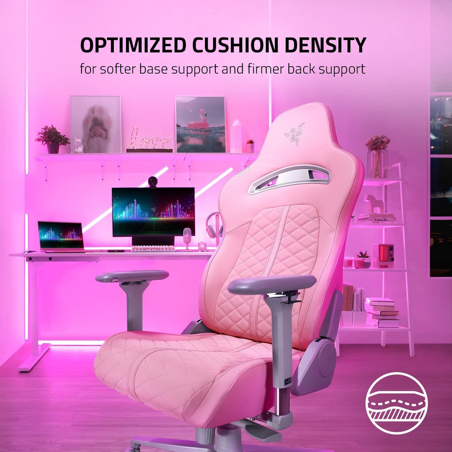 RAZER ENKI - QUARTZ - GAMING CHAIR FOR ALL-DAY GAMING COMFORT - NASA + AP PACKAGING