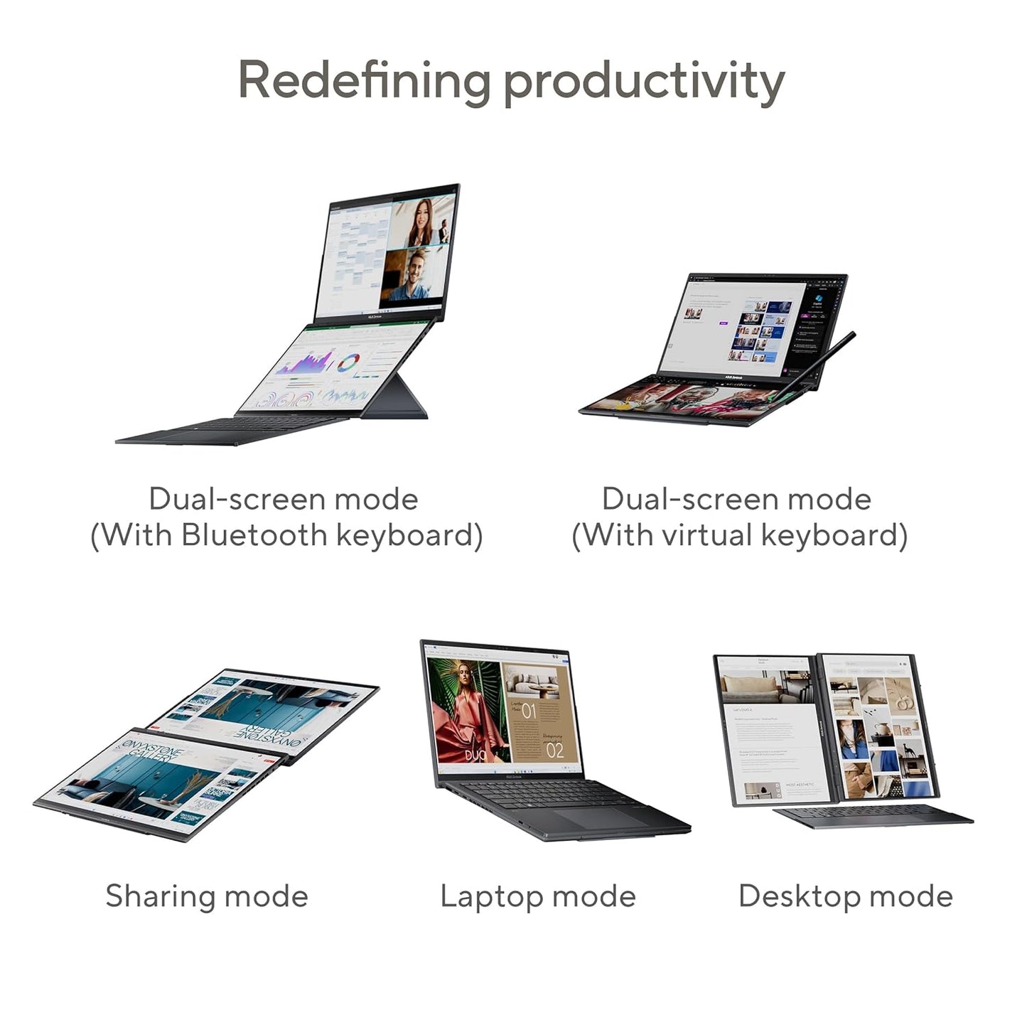 ASUS ZENBOOK DUO OLED (2024), 14" (35.56CM) FHD OLED TOUCH DISPLAY, INTEL CORE ULTRA 5 125H, BUILT-IN AI, DUAL SCREEN LAPTOP (16GB/1TB SSD/INTEL ARC GRAPHICS/WIN11/GRAY/1.65 KG), UX8406MA-QL551WS