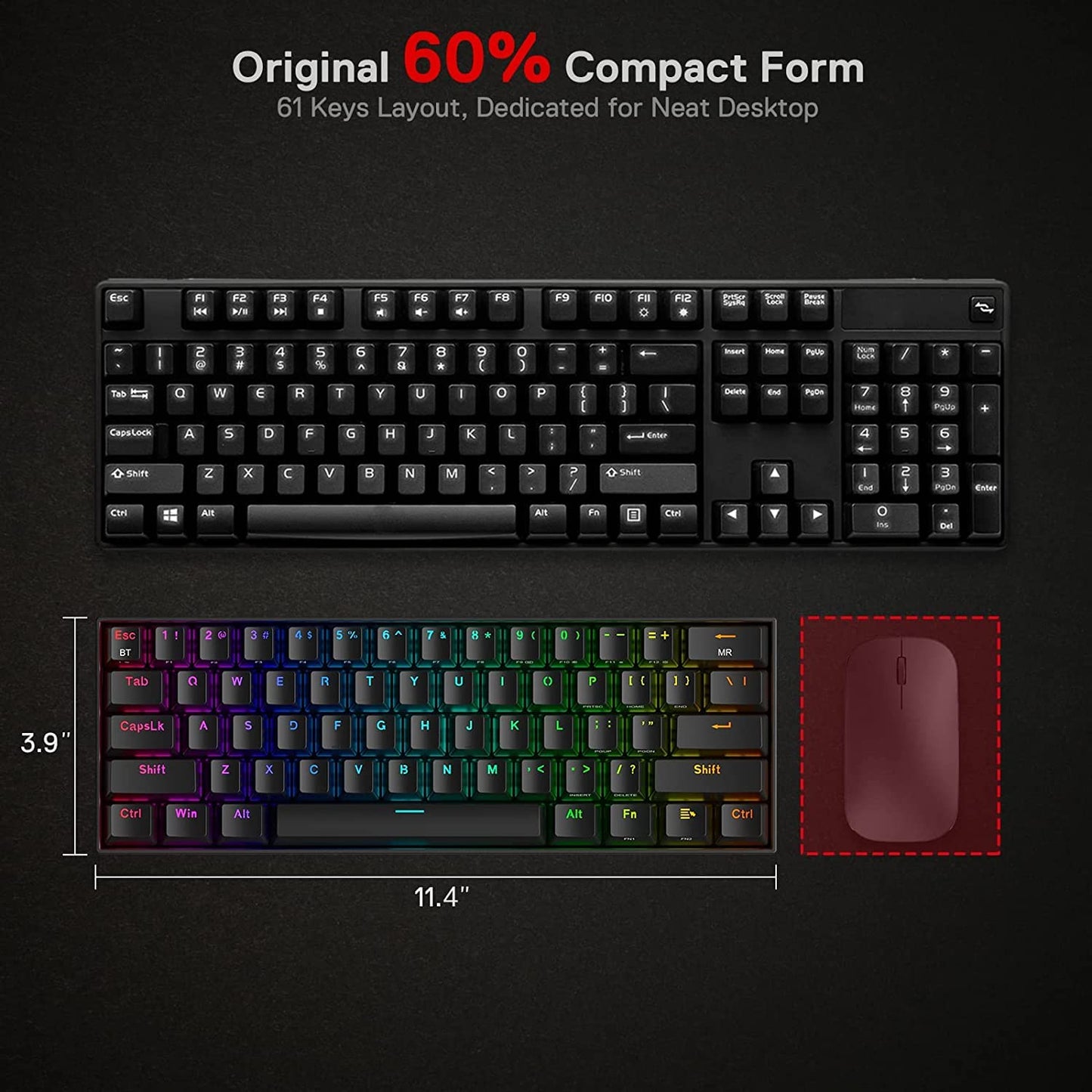 REDRAGON K530 PRO BLACK (WIRED/WIRELESS/BT) RED SWITCH