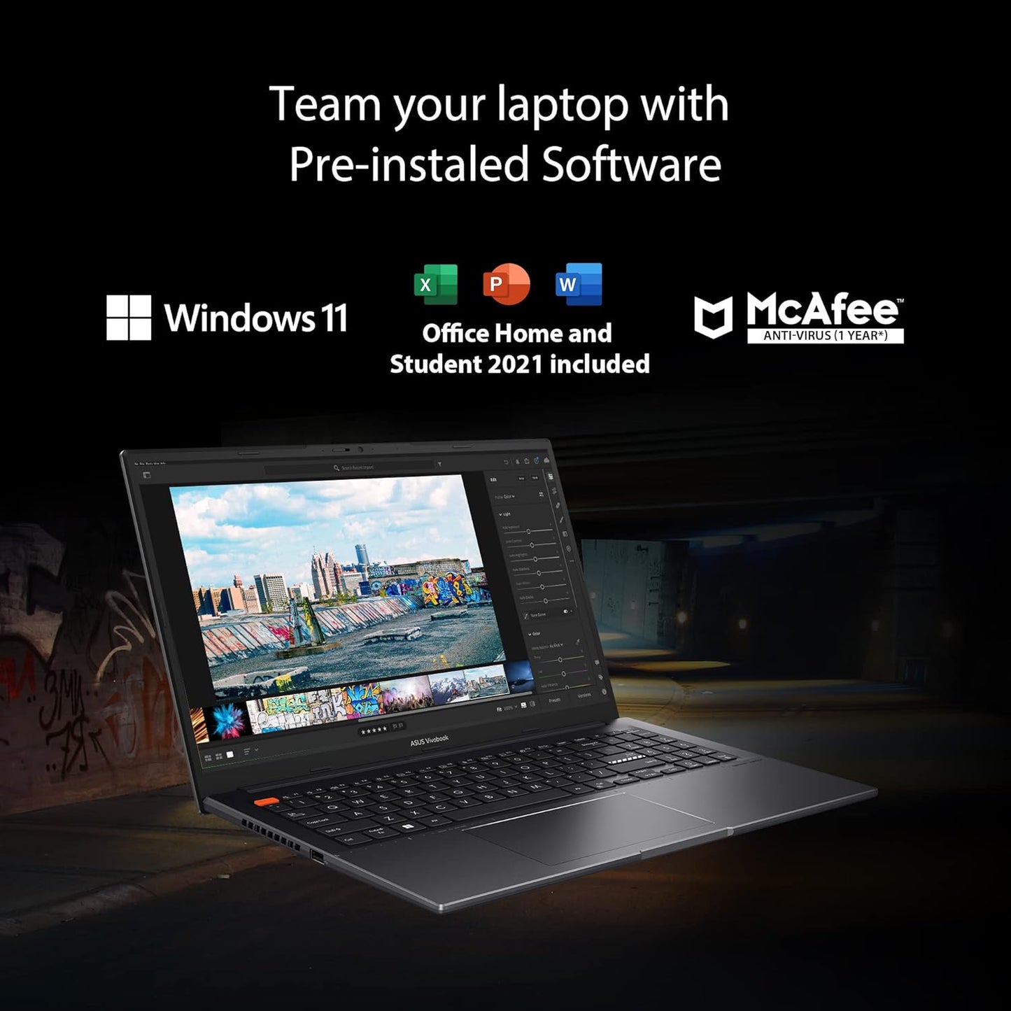 ASUS VIVOBOOK S15 OLED 2022, 15.6" 39.62 CM FHD OLED, INTEL CORE EVO I7-12700H 12TH GEN, THIN AND LIGHT LAPTOP (16GB/512GB SSD/IRIS XE GRAPHICS/WINDOWS 11/OFFICE 2021/BLACK/1.8 KG), S3502ZA-L702WS