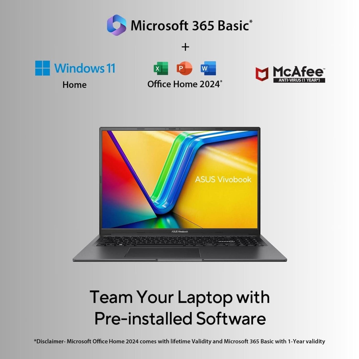 ASUS VIVOBOOK 16X, INTEL CORE I5-13420H, RTX 3050, 16GB RAM, 512GB SSD, FHD+ 16 INCH, WINDOWS 11, MS OFFICE 365 BASIC(1YEAR)/OFFICE HOME 2024, INDIE BLACK, 1.8KG, K3605VC-RP412WS LAPTOP