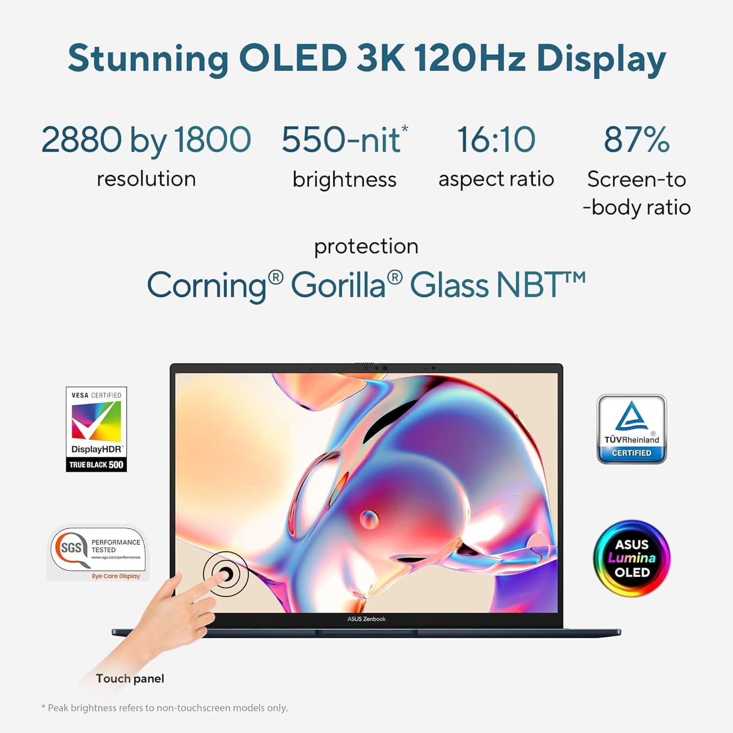 ASUS Zenbook 14, Intel Core Ultra 7, 14 inch 3K OLED 16:10 120 Hz, Thin & Light Laptop, Built-in AI (32GB RAM/1 TB//Win 11/Office 2021/Backlit/Touchscreen/75WHr /Ponder Blue/1.28 Kg), UX3405MA-PZ762WS