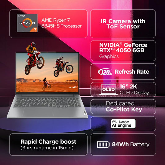 LENOVO IDEAPAD 5 PRO 83D5000SIN [R7-8845HS RYZEN/16GB/1TB SSD/WIN11 HOME+MSO/16.0 INCH/6GB-RTX4050 GRAPHICS /1 YEAR(S)/GREY]