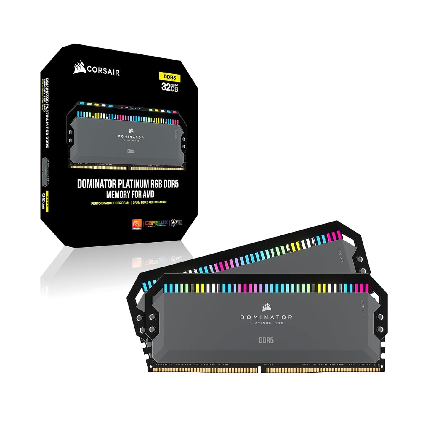 CORSAIR DOMINATOR PLATINUM RGB DDR5 RAM 64GB (2X32GB) 6000MHZ CL30- GRAY (CMT64GX5M2B6000Z30)